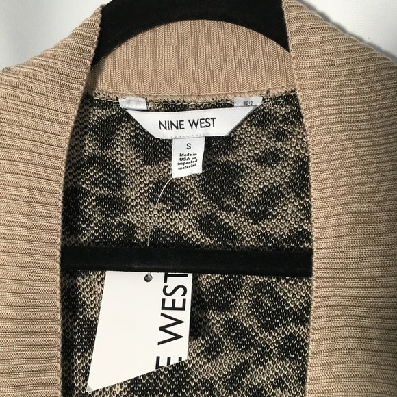 Nine West NWT Leopard Print Long Open Cardigan Sweater Size Small - Picture 2 of 4